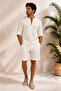 V-Neck White Linen T-Shirt