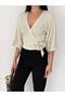 Women's Polka Dot Double Breasted Collar Tie-Waist Loose Summer Blouse - 4
