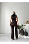Women's Double-Breasted Belted Sleeveless Jacket and Classic Trousers Two-Piece Set - 8