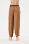 Women's Camel Italian Carrot Fit Elastic Waist Belted Loose Tencel Pants Size 38 - 46 - 5
