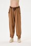 Women's Camel Italian Carrot Fit Elastic Waist Belted Loose Tencel Pants Size 38 - 46 - 4