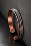 Men's and Women's Navy Blue Copper Bracelet with Leather Strips on Top, Double Row Steel Chain, Magnetic Model, Pure Copper Bracelet - 5