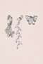Silver Colored Zircon Stone Leaf Branch and Butterfly 3-Piece Earring Set
