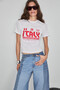 Algher Women's Printed Patterned Short Sleeve Organic Cotton Crew Neck Crop White T-Shirt - 3
