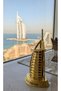 Burj Al Arab Model with Helipad, Gold Alloy, Vintage Style, Dubai Souvenir, Home and Office Desk Decoration, 130 mm (Gold) - 3