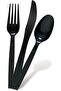 Fun Heavy-Duty Black Cutlery Set Spoons Knives Forks set Disposable Plastic Utensils (Pack of 18) - 2