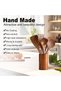 CENXI Wooden Cooking Spoons, Cooking Utensils 6pcs, Natural Teak Wooden Spatulas, with Utensils Holder - 4