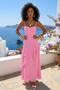 Women's Heart Neckline Thin Strap Ruffle Detailed Lined Maxi Length Dress - 3
