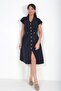 Women's Buttoned Front Modal Midi Safari Dress with Pockets - 2