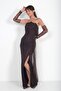 Women's Strapless Collar Lined Draped Side-Pocketed Lez Lace Long Dress - 2