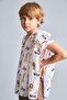 Hooded V-Neck Linen Look Printed Poncho for Boys G7183A826Sm - 3