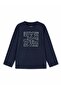 Boy's Navy Blue Printed Long Sleeve T-Shirt 2-9 Years Dark Blue