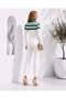 White Polo Collar Striped Ribbed Knit Sweater Tr0331 - 3