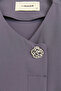 Plus Size Brooch Detailed Robe - Anthracite - 2
