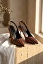 Voli Brown Polka Dot Pointed Toe Heeled Shoes with Side Buckle (8 cm) - 3
