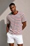 Men's Thin Striped Oversize T-Shirt - Burgundy