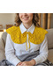 Mustard Colored Large Patterned Hand-Knitted Wool Collar Shawl