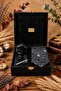 Black Men's Gift Box - Tie with Handkerchief, Cufflinks, Tie Clip Kmk216
