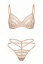 Vespera Aura - Nude Color Thin Tulle and Ribbon Detailed Bra Set
