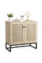 - Rattan Buffet Cabinet with 2 Doors, Farmhouse Console Table with Storage, Decorative Entryway Table, Kitchen Cabinet for Living Room, Hallway, Dining Room, Natural - 7