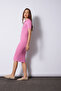 Polo Collar Short Sleeve Knitwear Dress Pink - 2