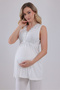 Ecru Lace Design Strappy Cotton Maternity Pajama Set - 6
