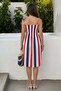 Gipeli Strapless Dress 5062 - Red / Navy Blue - 4