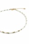 Mini Pearl and Green Aventurine Natural Stone Fine Necklace with Gold Detail - 3