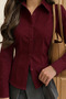 Women's Body-Fitting Shirt Slim Fit Classic Collar Long Sleeve Stylish Shirt - 3