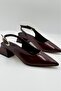 Short Heeled Patent Leather Women's Ballerinas Mary Jane Burgundy Patent Leather - 6