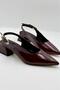 Short Heeled Patent Leather Women's Ballerinas Mary Jane Burgundy Patent Leather - 8