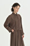 Modal Shirt Skirt Set - Brown - 2