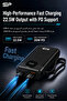 باور بنك بسعة 10000mAh شحن سريع 22.5W مع كيابل مدمجة Type-C وLightning وشاشة رقمية GOLDEN PLUS - 3