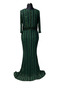 Linear Sequin Embroidered V-Neck Evening Dress - 5