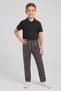 Boys' Black Short Sleeve Polo Collar T-Shirt Smoked Ribbed Waist Canvas School Pants Bottom Top School Outfit