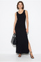 Women's Black Scarf Detailed Backless Slit Maxi Dress 4158 60286369 - 3