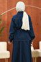 Dark Blue Waist-Tie Shirt and Single Denim Pants Set - 6