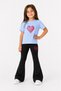 Girls' Spanish Flared Leggings and Printed T-Shirt Set Casual Sports Combination Comfortable Fit