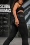 Women's Diver Leggings, Black Patterned High Waist Gathering Leggings with Practical Pockets for Sports and Daily Wear - 4