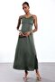 Khaki Strappy Satin Dress 17741 - 4