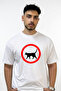 Cat Sign Design Printed Oversize White T-Shirt