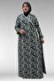 62014 Plus Size Patterned Prayer Dress - Black Patterned - 4