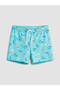 Nevavm Patterned Boys' Swim Shorts with Difference in Color - 2