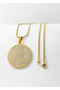 Gold Color Inshirah and Nasihah Hat Ayetel Kürsi Written Double Sided 60 cm Italian Chain Stainless Steel Necklace - 5