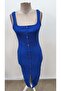 Women's Strappy Square Neck Front Buttoned Midi Camisole Dress - 4