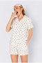 Ecru Appliqué Collar Shirt and Pocket Detailed Shorts Muslin Heart Patterned Washable Shorts Set I Mks181373 - 3