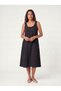 Women's Muslin Midi Dress Sleeveless Summer Casual Black