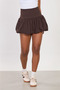 Women's wide ribbed mini balloon skirt - bitter brown - 2