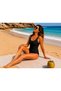 Women's Classic Swimsuit Swimwear Stretchy Fabric One Piece-Black - 3