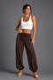 Women's Brown Modal Fabric Flowy Shalwar Trousers - 4